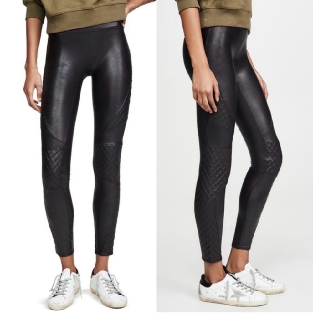SPANX Faux Leather Quilted Moto Leggings